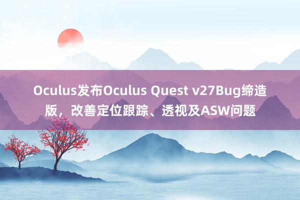 Oculus发布Oculus Quest v27Bug缔造版，改善定位跟踪、透视及ASW问题